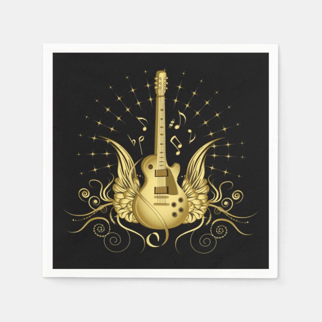 Golden Winged Guitar Napkin (Front)