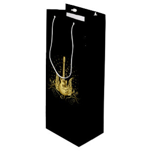 Golden Winged Guitar Wine Gift Bag