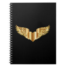 Golden Winged Heart Spiral Notebook Diary Journal