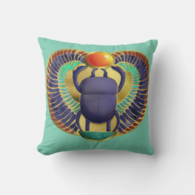 Golden Winged Scarab Cushion (Front)