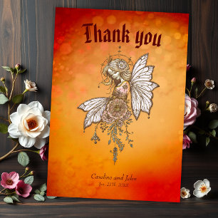 Golden wings and blooming dreams,the magical fairy thank you card