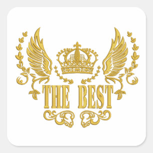 Golden Wings Crown The Best Square Sticker