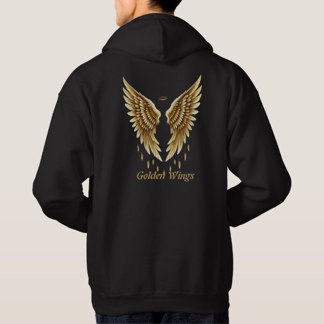Golden Wings T-Shirt – Elegant Black & Gold Angeli Hoodie (Back)