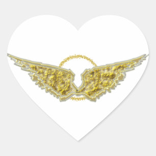 Golden wings with halo heart sticker