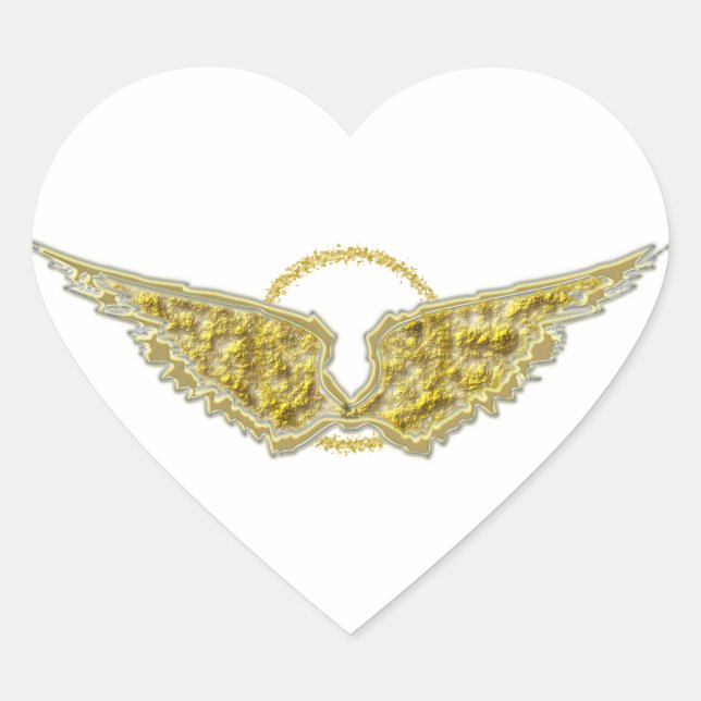 Golden wings with halo heart sticker (Front)