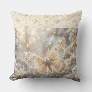 Golden Winter Butterfly Cushion