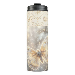 Golden Winter Butterfly Thermal Tumbler