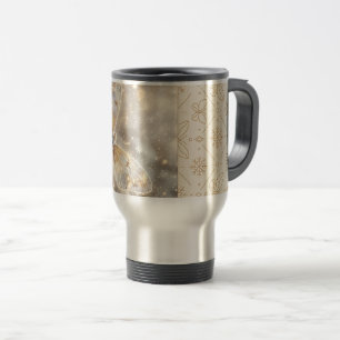Golden Winter Butterfly Travel Mug