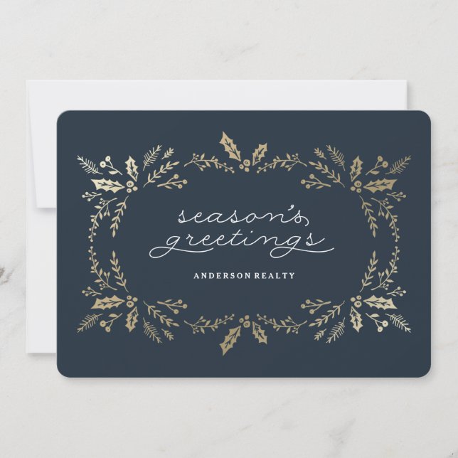 Golden Winter Corporate Holiday Invitation (Front)