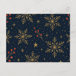 Golden Winter Glow Pattern Holiday Postcard