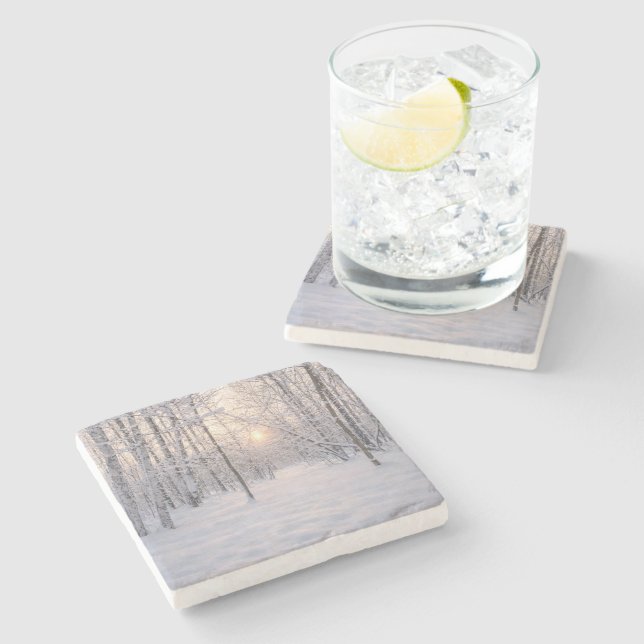 Golden_winter_light Stone Coaster (Side)