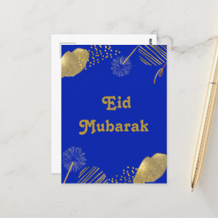 Golden Wishes: Eid Mubarak Blue and Gold 2024 Card