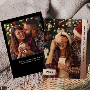 Golden Wishes Modern Two Photo Foil Holiday Card