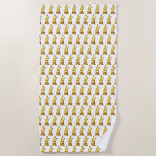 Golden Wolf Head beach towel