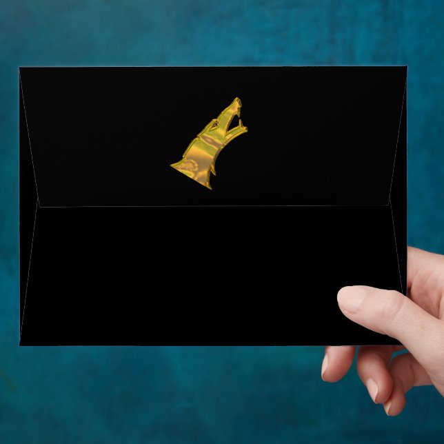 Golden Wolf Head black standard envelopes back (Hand)