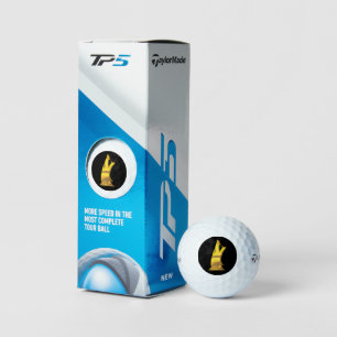 Golden Wolf Head black Taylor Made TP5 golf balls