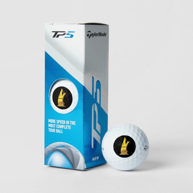 Golden Wolf Head black Taylor Made TP5 golf balls (Packaging)