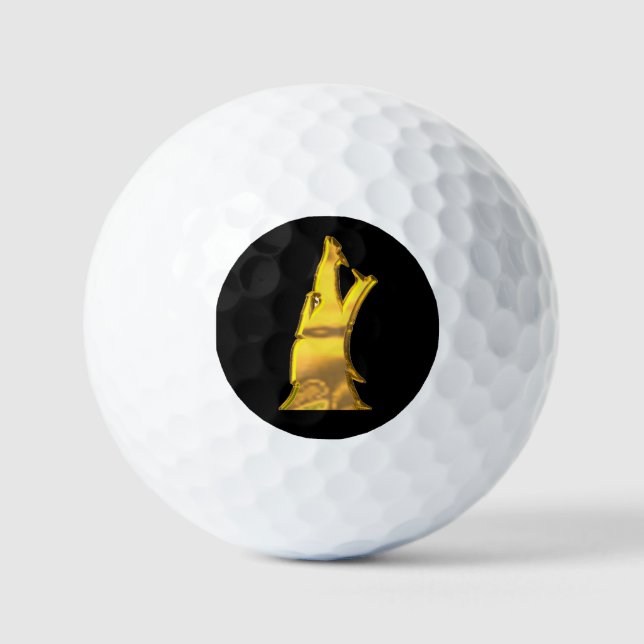 Golden Wolf Head black value golf balls 12 pk (Front)
