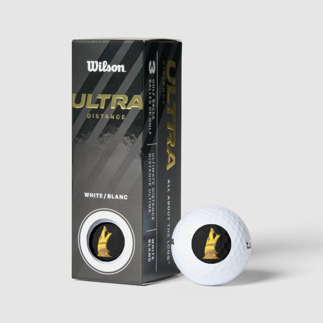Golden Wolf Head black Wilson Ultra golf balls 3pk (Packaging)