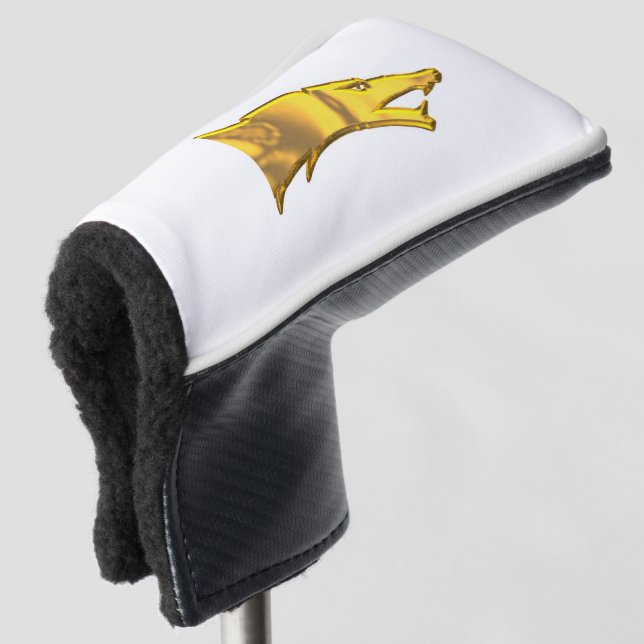 Golden Wolf Head golf club putter cover (3/4 Front)