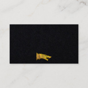 Golden Wolf Head prem black business card horiz sm