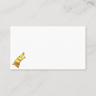Golden Wolf Head white business card tilted small
