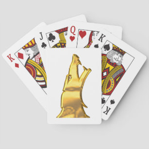 Golden Wolf Head white Poker playing cards