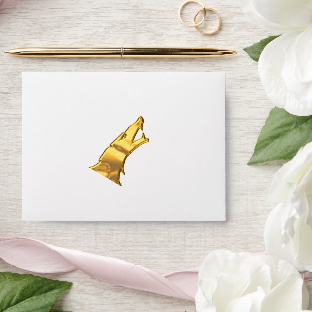 Golden Wolf Head white small envelopes centre (Wedding)