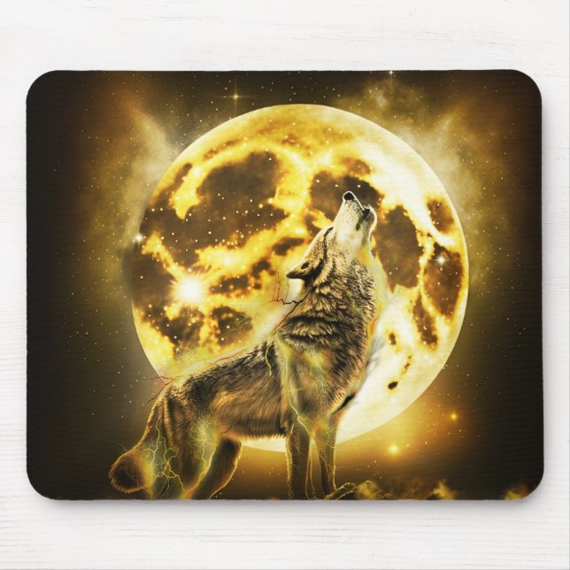 Golden Wolf Mouse Mat (Front)