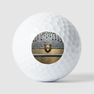 Golden Wolf Relief With Metal Drip Effect 🐺 Golf Balls
