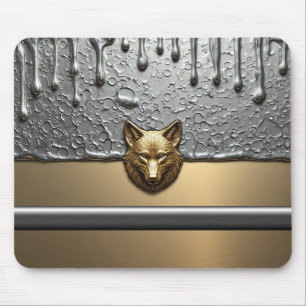Golden Wolf Relief With Metal Drip Effect 🐺 Mouse Mat