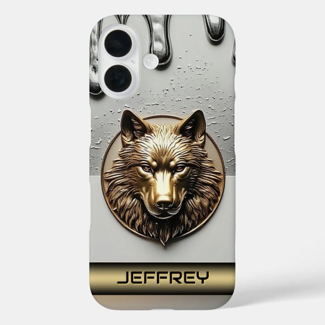 Golden Wolf With Custom Name 🐺 Case-Mate iPhone Case (Back)