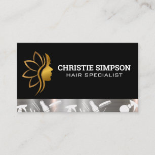 Golden Woman Hair Logo   Hair Stylist Beauty Business Card