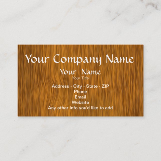 Golden Wood Background Custom Business Cards (Front)