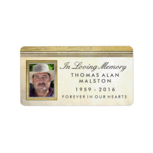 Golden Wood In Loving Memory Custom Photo Label