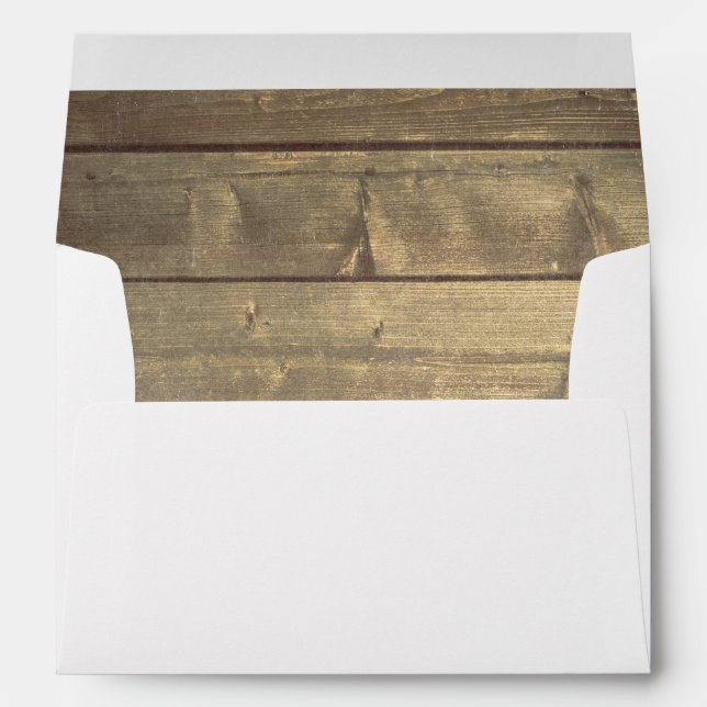Golden Wood Rustic Barn Wedding Envelope (Back (Bottom))