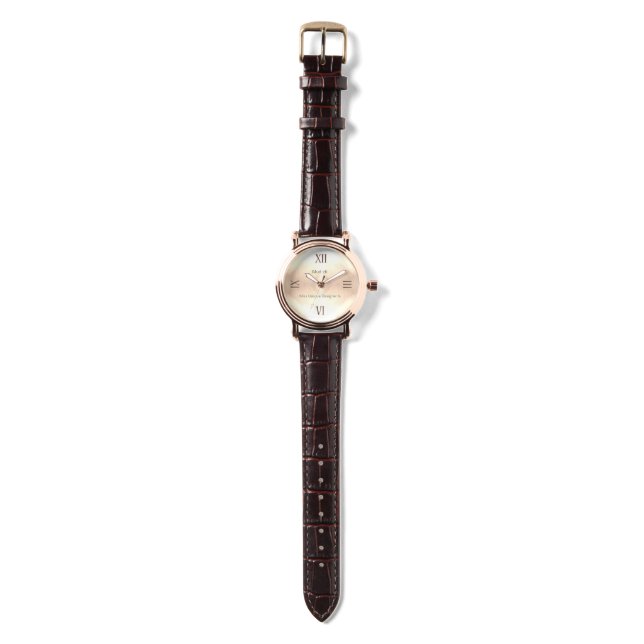 Golden Wooden RN Rose Gold Brown Leather Watch (Strap)