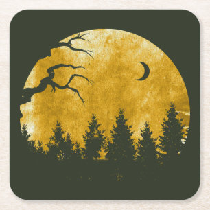 Golden Woods Square Paper Coaster