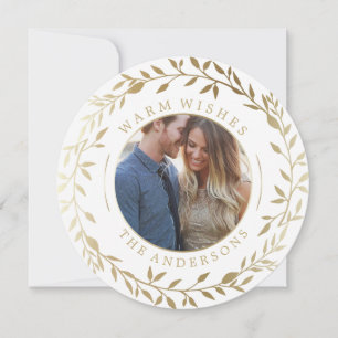 Golden Wreath   Holiday Photo Card