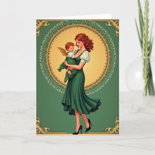 Golden Wreath Mother Child Card