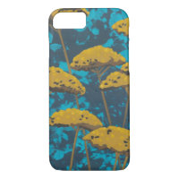Golden Yarrow Garden with Blue Background