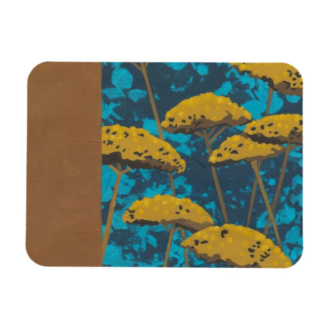 Golden Yarrow Garden with Blue Background Magnet (Horizontal)