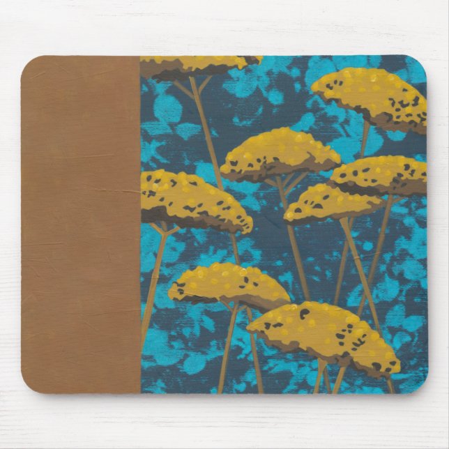 Golden Yarrow Garden with Blue Background Mouse Mat (Front)