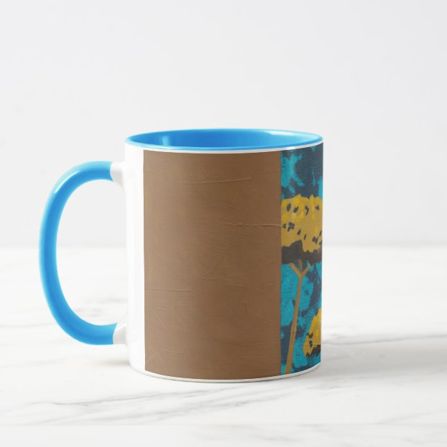 Golden Yarrow Garden with Blue Background Mug (Left)