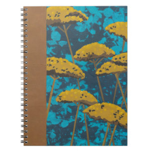 Golden Yarrow Garden with Blue Background Notebook