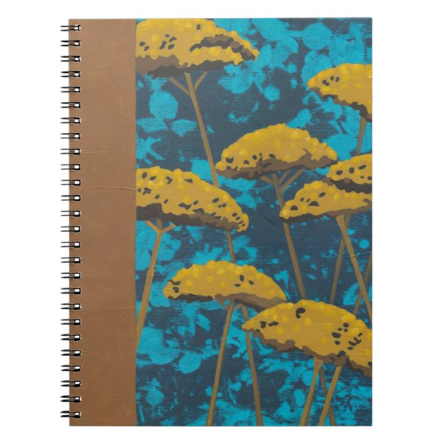 Golden Yarrow Garden with Blue Background Notebook (Front)
