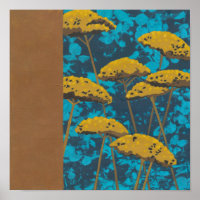 Golden Yarrow Garden with Blue Background