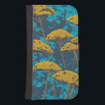 Golden Yarrow Garden with Blue Background Samsung S4 Wallet Case<br><div class="desc">Golden yarrow flowers punctuate this beautiful garden scene. The blue background also holds a hint of leaves scattered throughout. It’s like looking at a Magic Eye photo except much more fun!</div>