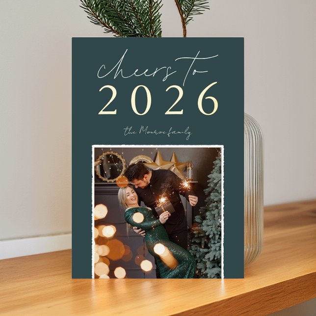 Golden Year | Cheers to the New Year Photo Foil Holiday Card (Creator Uploaded)