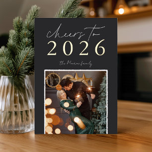 Golden Year Cheers to the New Year Photo Foil Holiday Card